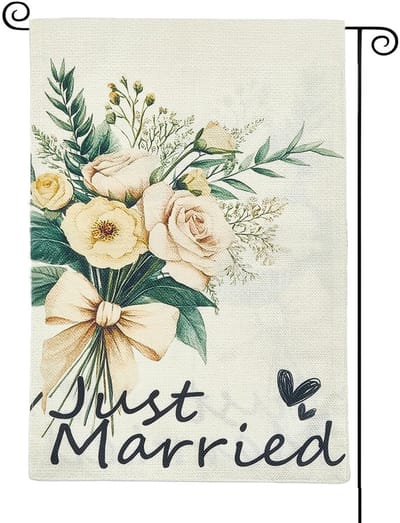 Dailygoods - Tuinvlag Just Married voor Bruiloften 30 x 45 cm Dubbelzijdig