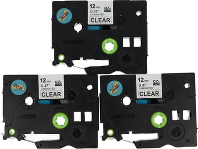Dappaz - 3 stuks Compatible Brother Labeltape TZe-131/Qze-131 - Zwart op Transparant - 12 mm x 8 m - Geschikt voor Brother P-touch