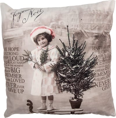 Clayre & Eef Kussenhoes 45x45 cm Beige Polyester Winter