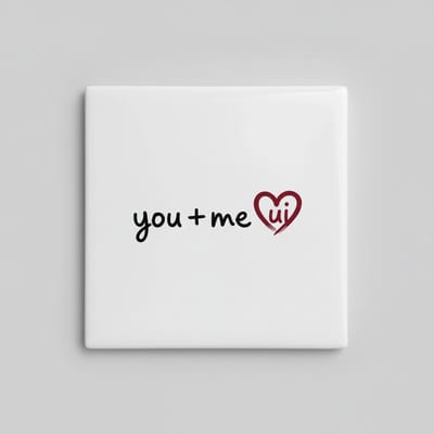 You + Me – Schattige Hart Liefdesquote Keramische Tegel 15 × 15 cm | Romantische Minimalistische Woondecoratie