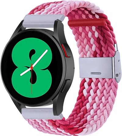 By Qubix - Geschikt voor Garmin bandje - Geschikt voor Garmin Venu / Sq / Sq2 / 2 plus - Braided nylon bandje - Roze gemêleerd - Smartwatch bandje 20mm