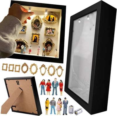Mini Gouden Silhouet Doos - Upgrade Schaduwdoos Set voor Unieke Herinneringen, Perfect voor Verjaardag, Huwelijk en Thuisdecoratie