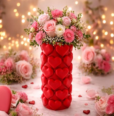 Luvé moderne vaas – Decoratieve vaas - Beige - 3d geprinte vaas – geschikt voor droogbloemen - 25CM