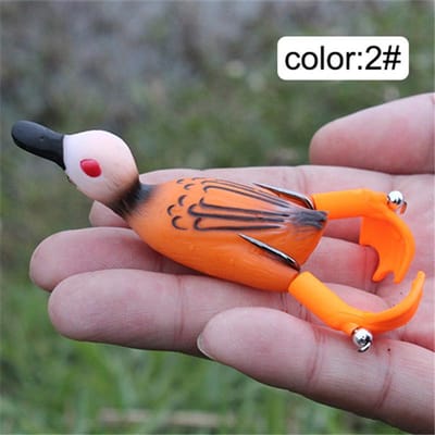 1 PIÈCE Hélice Flipper Canard Leurre de Pêche Caneton Pêche Leurre Grenouille 9cm 11.3g Appât Artificiel Caneton Yeux 3D Appâts de Jour Bar 2 orange