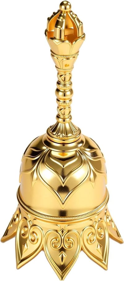 Decoratieve Handbel - Gouden Bel - Diner Oproep - Lotus Vorm - 12cm Hoogte - Goud