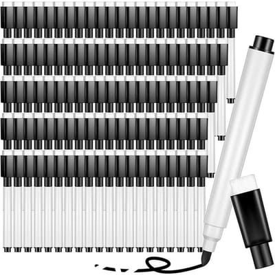 100 Stuks Uitwisbare Markers Whiteboard Zwart Uitwisbare Markers Met Rubberen Dop Fijne Punt Uitwisbare Markers black