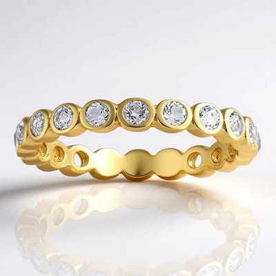 Cavill - Zilveren ring met 20 Witte Topaas 0,8 ct - 925 Sterling Zilver Verguld - Elegante ronde bezel zetting ring - Handgemaakt Nigeria