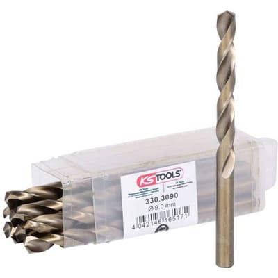KS Tools 330.3090 330.3090 HSS-G-Co 5 Metaal-spiraalboorset 9 mm Gezamenlijke lengte 125.0 mm Kobalt DIN 338 10 stuk(s)