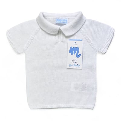 Mac Ilusion Gebreid Poloshirtje |9777J|Blanco / wit|1 maand | maat 56