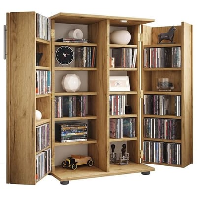Houten CD DVD-standaard plank kabinet opslag staande plank staan Engalo XL