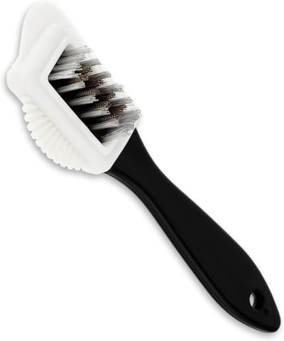 Famanu – Suède schoenwasborstel met handvat - 4 zijden multifunctioneel - verzorgingsborstel in suède - nubuck - suède - schoenaccessoires 15x4cm