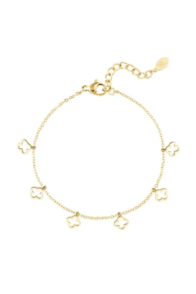 Armband met 6 klavertjes - goud