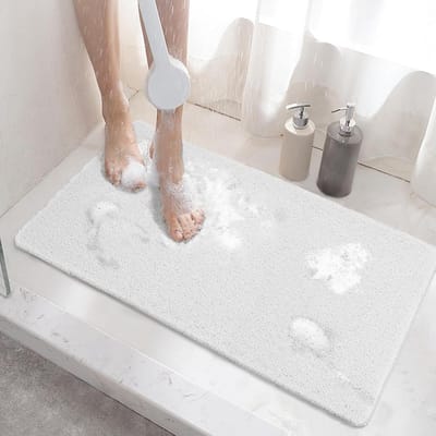 Zachte en Antislip Luffa Badmat voor Douche, Ideaal voor Gezinnen, Kinderen en Senioren, 40 x 60 cm, Wit, Waterabsorberend en Comfortabel