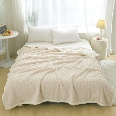 Dubbelzijdige Sherpa Fleece Deken – Super Zacht en Warm voor Bed en Bank (Grijs Geruit, 150 × 180 cm)