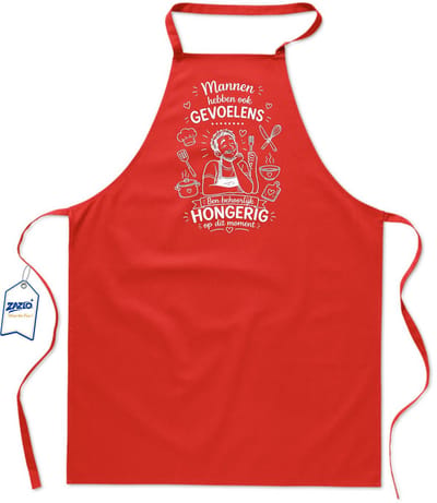 Basics - Unisex Schort - kookschort - keukenschort - BBQ schort - 65 x 90 cm - 100% katoen - mannen hebben ook gevoelens - rood