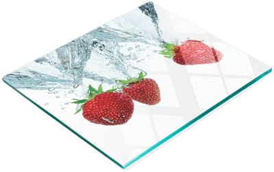 Keukenplank van gehard glas met decoratieve aardbeienwaterafbeeldingen, 60x52 cm