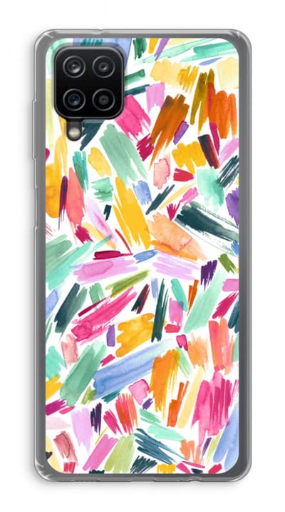 Hoesje geschikt voor Samsung Galaxy A12 hoesje - Watercolor Brushstrokes - Soft Cover Telefoonhoesje - Bescherming aan alle Kanten en Schermrand