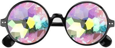 Zwarte Festivalbril - Grappige Steampunk Zonnebril met Kaleidoscoop Effect