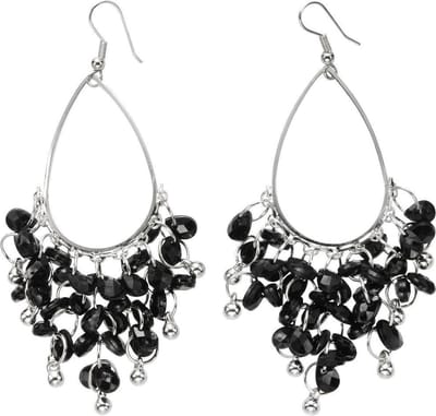 Behave - Oorhangers zwart glas - Statement feeststijl - 9 cm