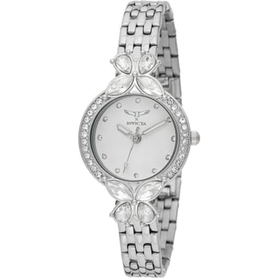 Invicta Wildflower 69101 Dames Horloge - Quartz Uurwerk - Roestvrij Staal met witte Wijzerplaat - 30mm