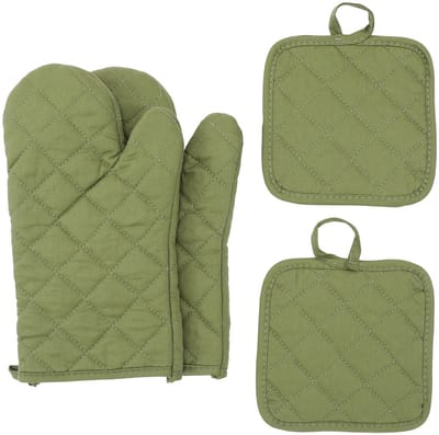 longziming -Ovenhandschoenen en Pannenlappen – Hittebestendig tot 500°C – Antislip & Comfortabel – Katoen – Groen