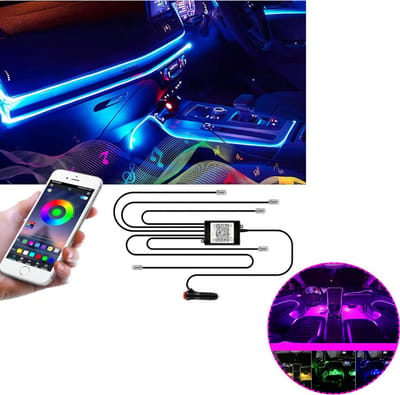 Auto Interieur Verlichting - Led Strip Auto – 6M – Met App -Zwart