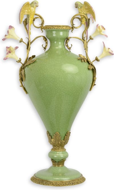 Papegaaien op plant - Vaas - Porselein - 55,5 cm hoog