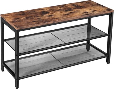 Hoppa! Vintage Metalen Schoenenrek | 2 Lagen | Bruin | Metaal | 80 x 30 x 44,5 cm (L x B x H)