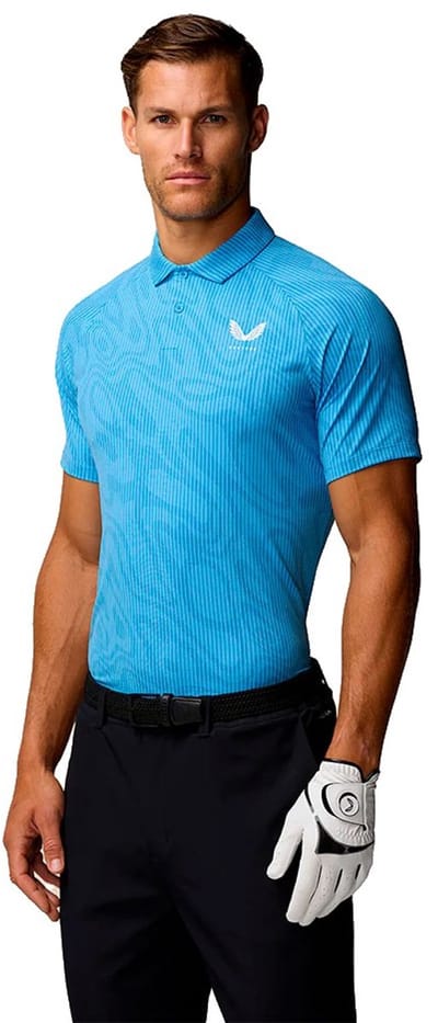Castore Club Glow Printed Korte Mouw Poloshirt Blauw M Man