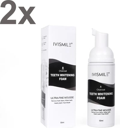 IVISMILE - Ultra Fine - Houtskool Tandpasta Schuim - Teeth Whitening Charcoal Foam - 50ml - DUOPAK