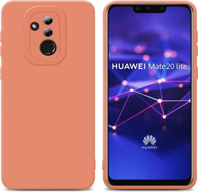 Cadorabo Hoesje geschikt voor Huawei MATE 20 LITE in FLUID LICHT ORANJE - Beschermhoes gemaakt van flexibel TPU silicone Cover Fluid Case