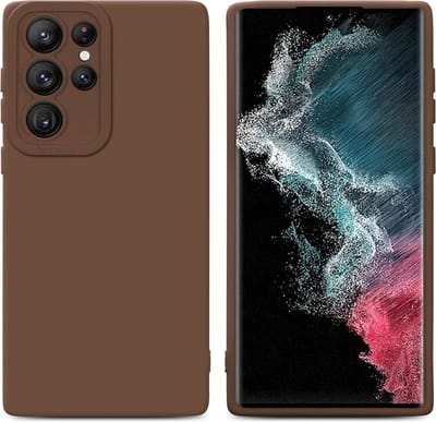 Cadorabo Hoesje geschikt voor Samsung Galaxy S22 ULTRA in FLUID BRUIN - Beschermhoes gemaakt van flexibel TPU silicone Cover Fluid Case