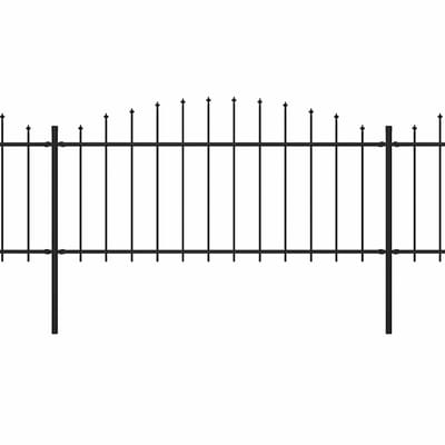 vidaXL - Tuinhek - met - speerpunt - staal - 838x75 - cm - zwart
