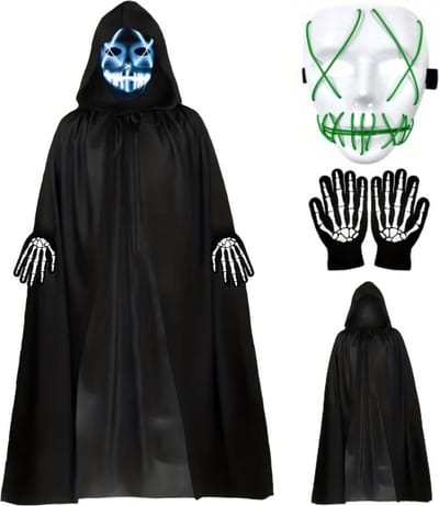 Livano Halloween Kostuum - Halloween Outfit - Volwassenen - Schedel - Mantel - Set - Costume - Groen - Carnaval