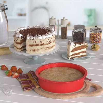 Ronde siliconen bakvorm voor gebak, 15 cm, 2 stuks siliconen bakvormen voor de airfryer, kleine antiaanbakvormen voor het bakken van desserts en gebak in de airfryer