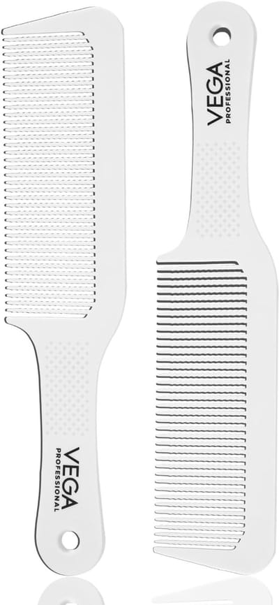 Professionele Tondeuse Kam - Haarknipkam Kapper - Clipper Over Kam - Antistatisch Golvend Tandontwerp - 24 x 5.3 cm - Wit