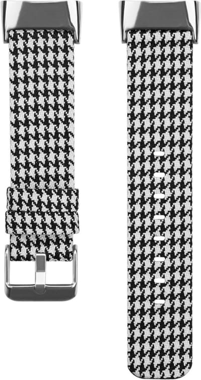 Nylon bandje - geschikt voor Fitbit Charge 5 - zwart-wit