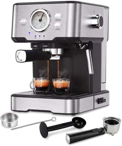 Espressomachine - Koffiezetapparaat - Koffiemachines - Zilver met Zwart