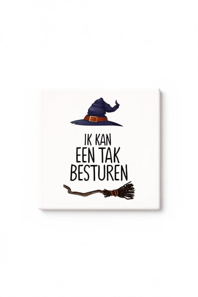 Grappige Heks Keramische Tegel – “Ik Kan Een Tak Besturen” Bezemsteel Humor Decoratieve Cadeau Tegel voor Halloween & Heksenliefhebbers