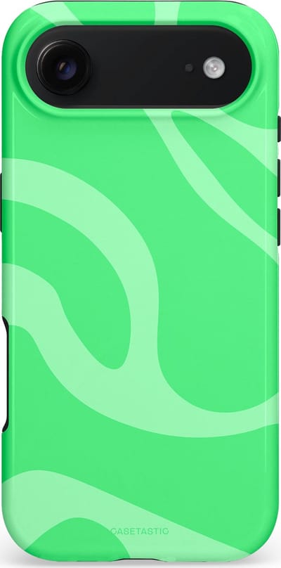 Casetastic hoesje geschikt voor Apple iPhone Air - MagSafe - Dubbellaagse bescherming - Limoen Groene Vloeiende Golven - Fashion Case - Groen