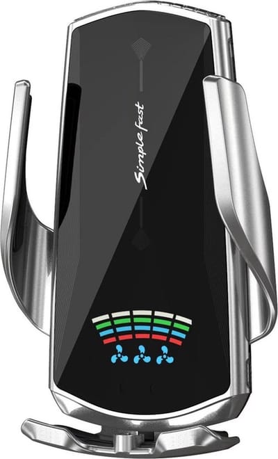 Telefoonhouders Auto Ventilatie Draadloze Oplader - Gsm Houder Auto - Accessories - Auto Telefoonhouder - Zilver