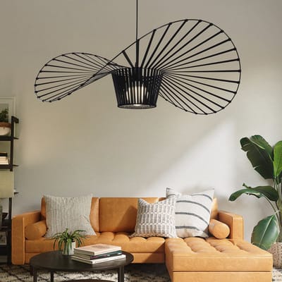 NETTLIFE Hanglamp Zwart 1-lichts - E27 Pendellamp Vintage 100cm - Retro Kronleuchter - voor Eetkamer Keuken & Woonkamer (Zonder Lampen)