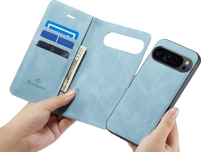 CaseMania Bookcase hoesje geschikt voor Google Pixel 9 Pro - Effen Aqua - Kunstleer - 2-in-1 Magnetisch Uitneembaar Design
