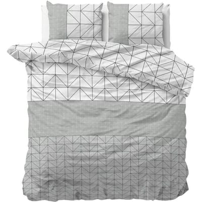 Sleeptime Flanel Gino Dekbedovertrek - Eenpersoons - 140 x 200/220 + 1 kussensloop 60x70 - Grijs
