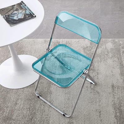 Vouwstoel Plastic Metaal - Stapelbare Stoel - Binnen Buiten - Ergonomische Rugleuning - 46x47x74 cm - Hemelsblauw
