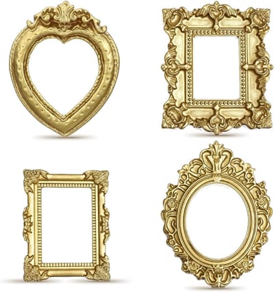 12 Stuks Mini Fotolijstjes in Goud, Vintage Resin Fotolijsten voor Wand, Tafel en Plank, Decoratieve Mini Lijsten voor Foto's