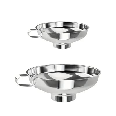 Dailygoody - Roestvrijstalen Keuken Trechter - Brede Trechter met Handvat - Perfect voor Jam en Vloeistoffen - Zilver - 2 Formaten - Geschikt voor Kok..
