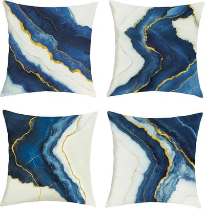 Marmeren Kussenhoezen - Abstracte Sierkussens - Woonkamer Decoratie - Vervagingsbestendig Ontwerp - 45x45 cm - Donkerblauw