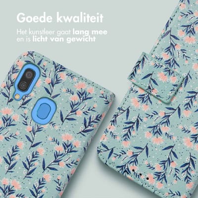 imoshion Hoesje - Geschikt voor Samsung Galaxy A40 - Design Bookcase smartphone - Blue Flowers