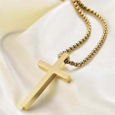 Cabantis Kruis Ketting Plat-Ketting Dames-Ketting Heren-Cadeau Voor Vrouw-Cadeau Voor Man-Sieraden-Goudkleurig